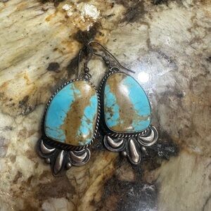 Turquoise and Brown Dangle Earrings